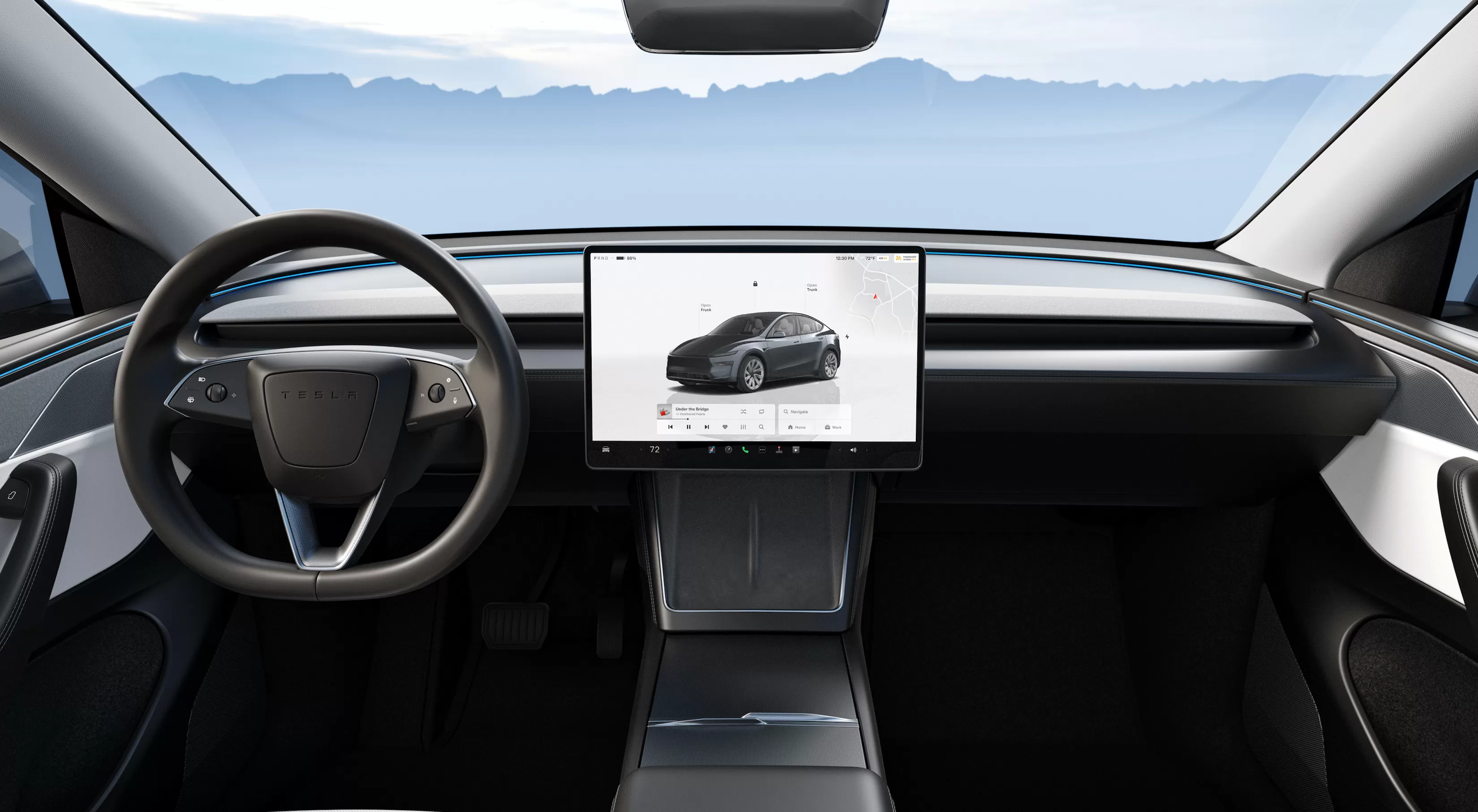 Interior view of the Tesla Model Y, a key model in Tesla's lineup.