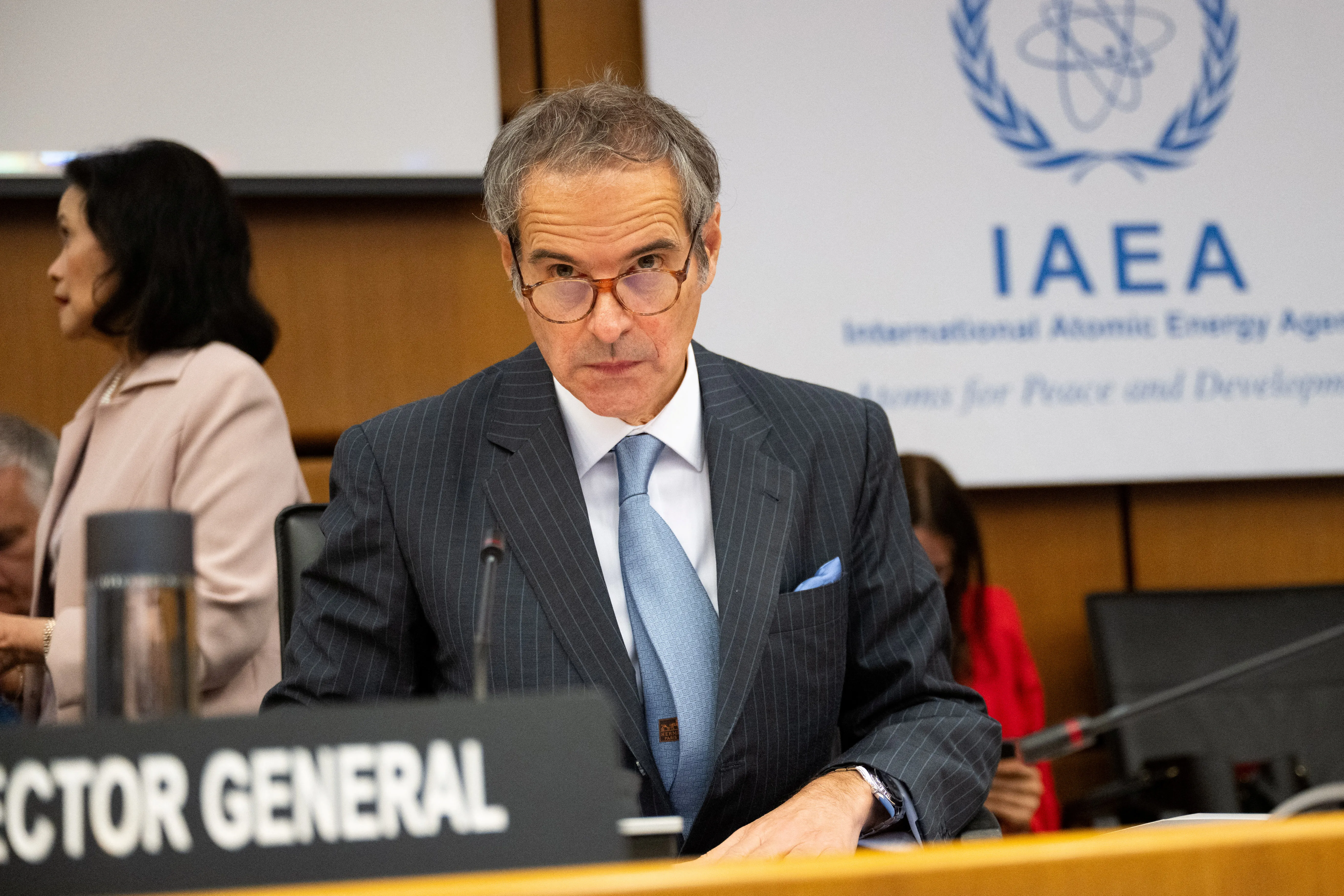 IAEA Director General Rafael Grossi attending a meeting concerning Iran's nuclear program.