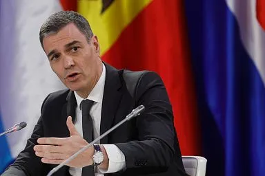 Spain Prime Minister Pedro Sánchez addresses media on defense spending