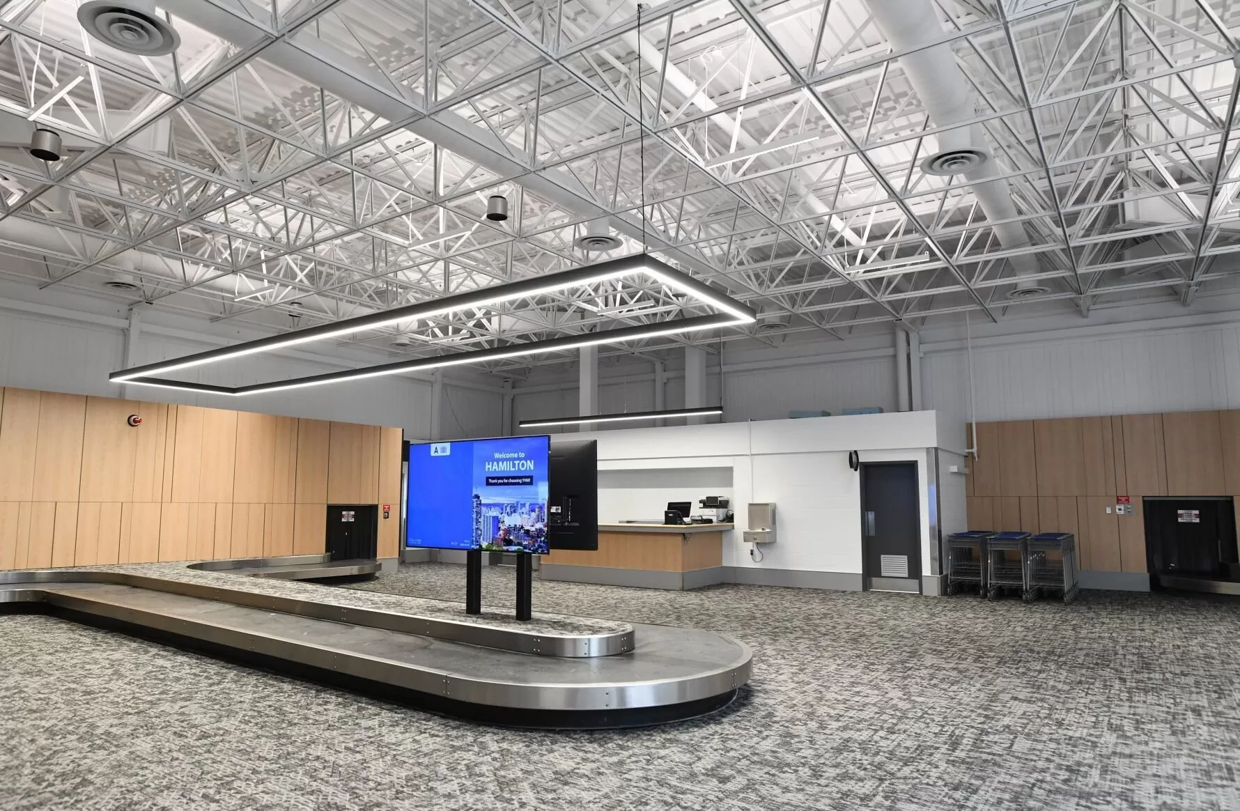Updated baggage claim area at Hamilton International Airport