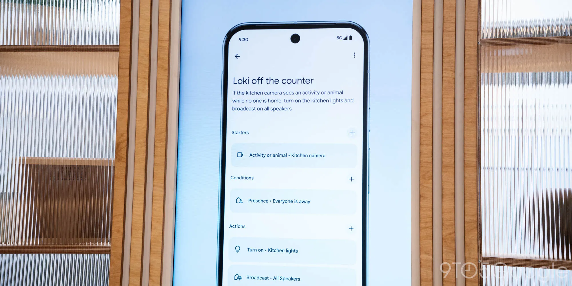 Screenshot showing Google Home app interface with elements hidden behind the status bar on Android 16.
