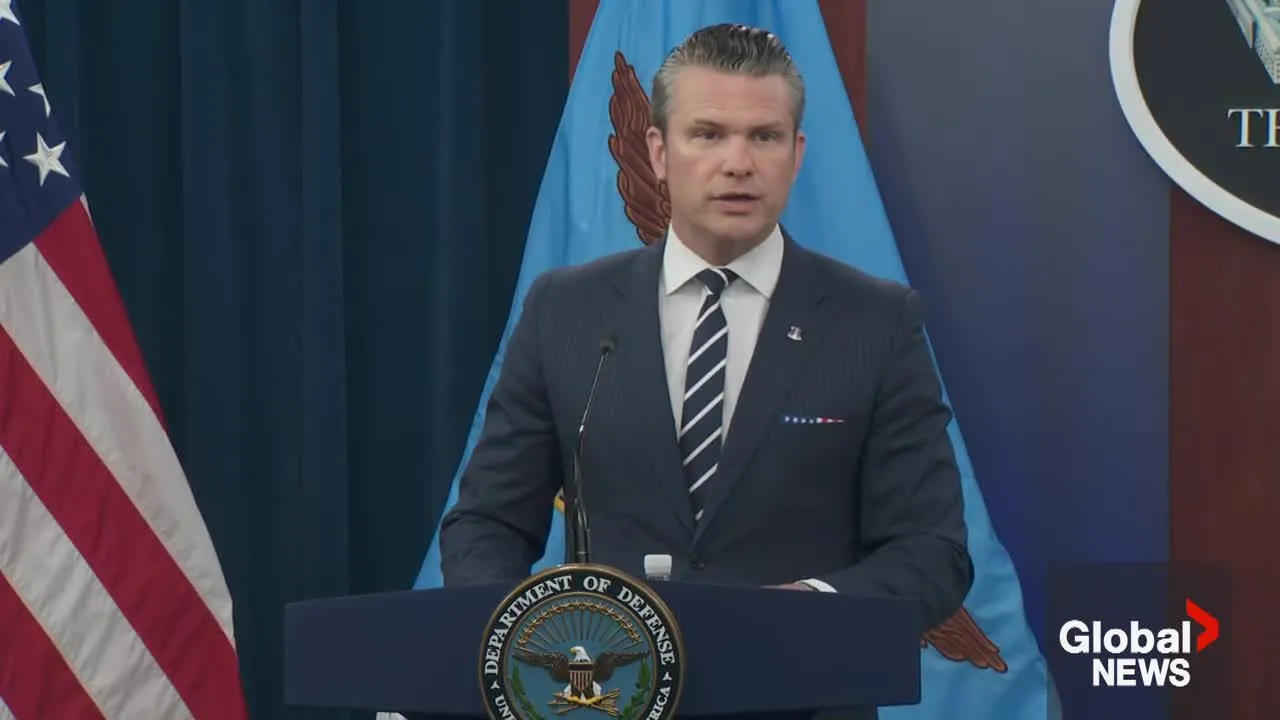 Thumbnail for video on US Defense Secretary Hegseth discussing Iran nuclear ambitions.