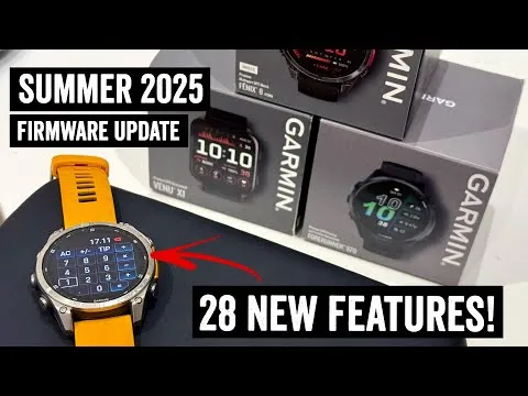 Image illustrating the announcement of the major software update for Garmin Fenix 8, Enduro 3, and Fenix E watches.