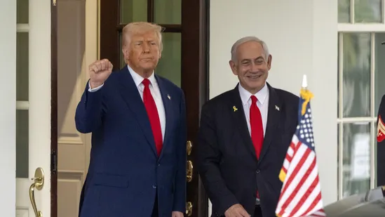 Former U.S. President Donald Trump with Israeli Prime Minister Benjamin Netanyahu