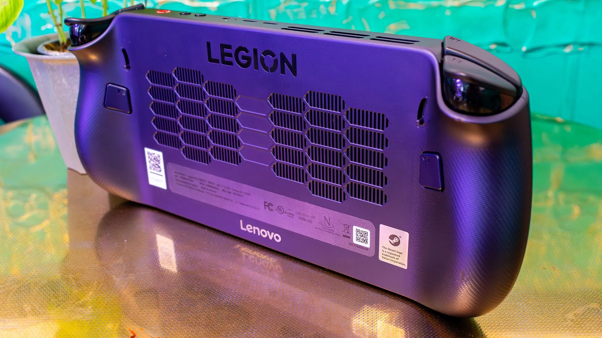 SteamOS interface on the Lenovo Legion Go S screen showing the Steam library