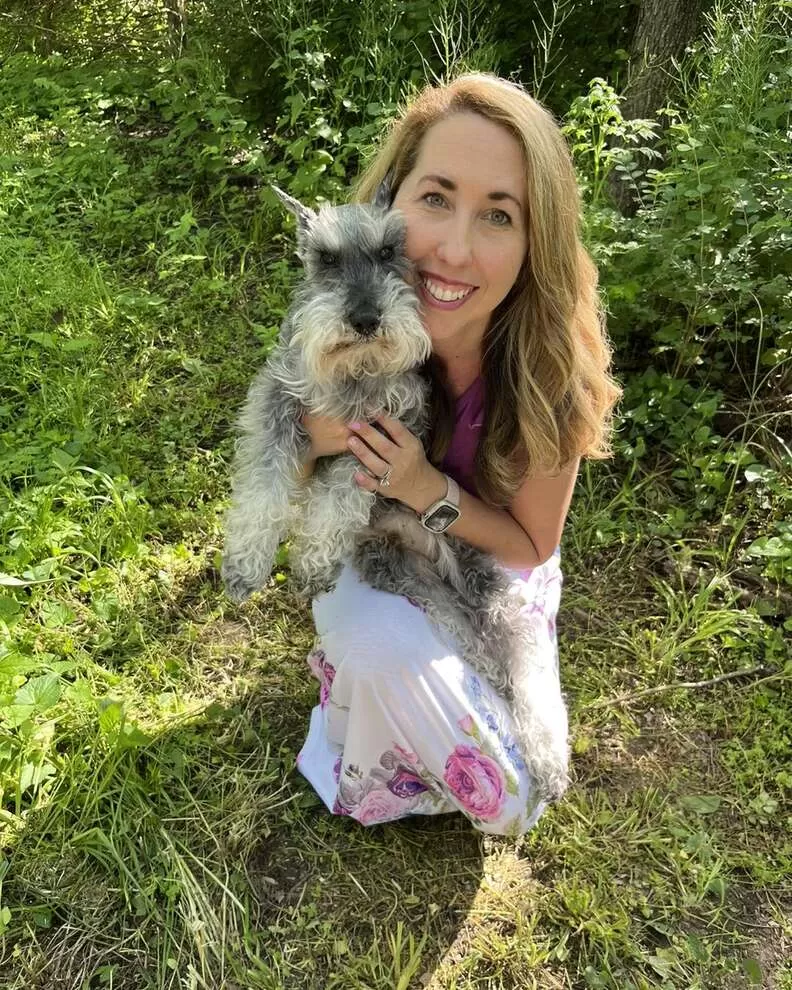 Jennifer Starr with her beloved miniature schnauzer, Remington.