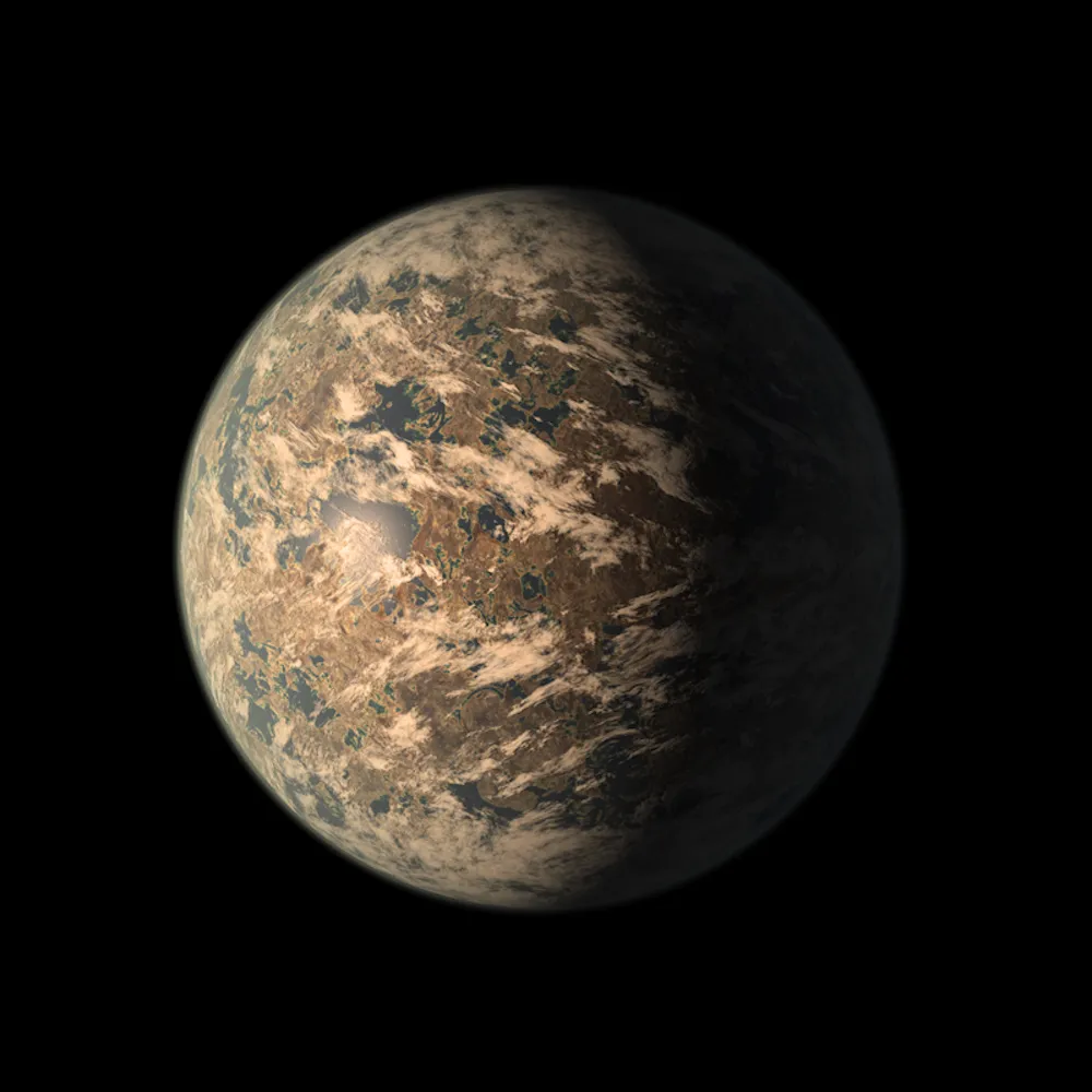 Artist's impression of the exoplanet TRAPPIST-1e, a rocky world studied for its potential habitability