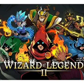 Key art for the roguelite action game Wizard of Legend 2, showing a character casting spells.