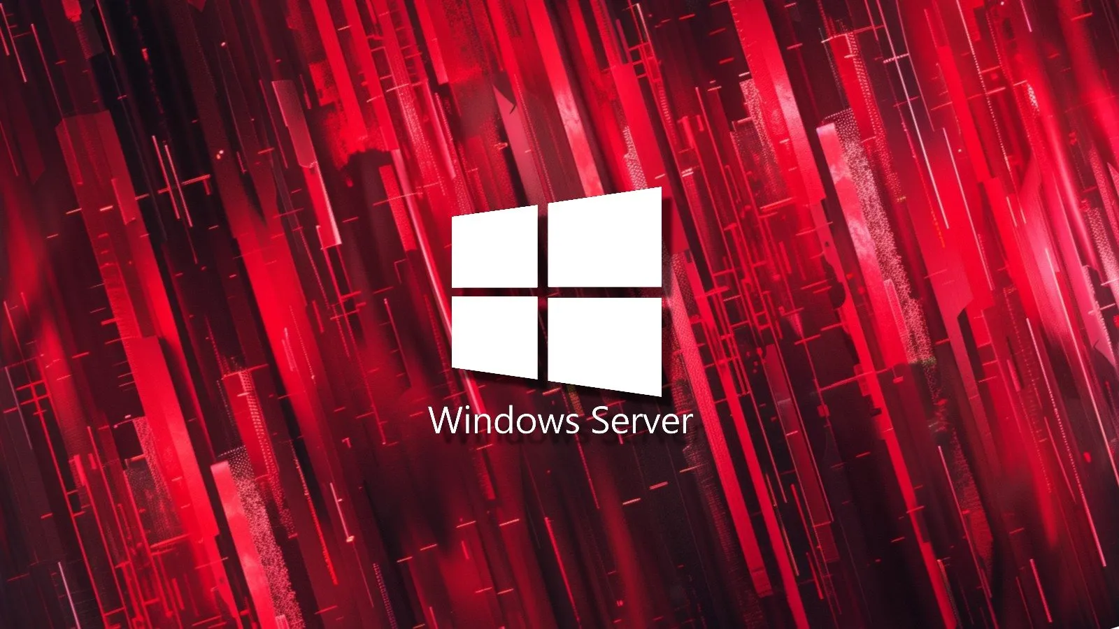 A server rack with glowing lights, illustrating the hardware infrastructure managed by Windows Server 2019.